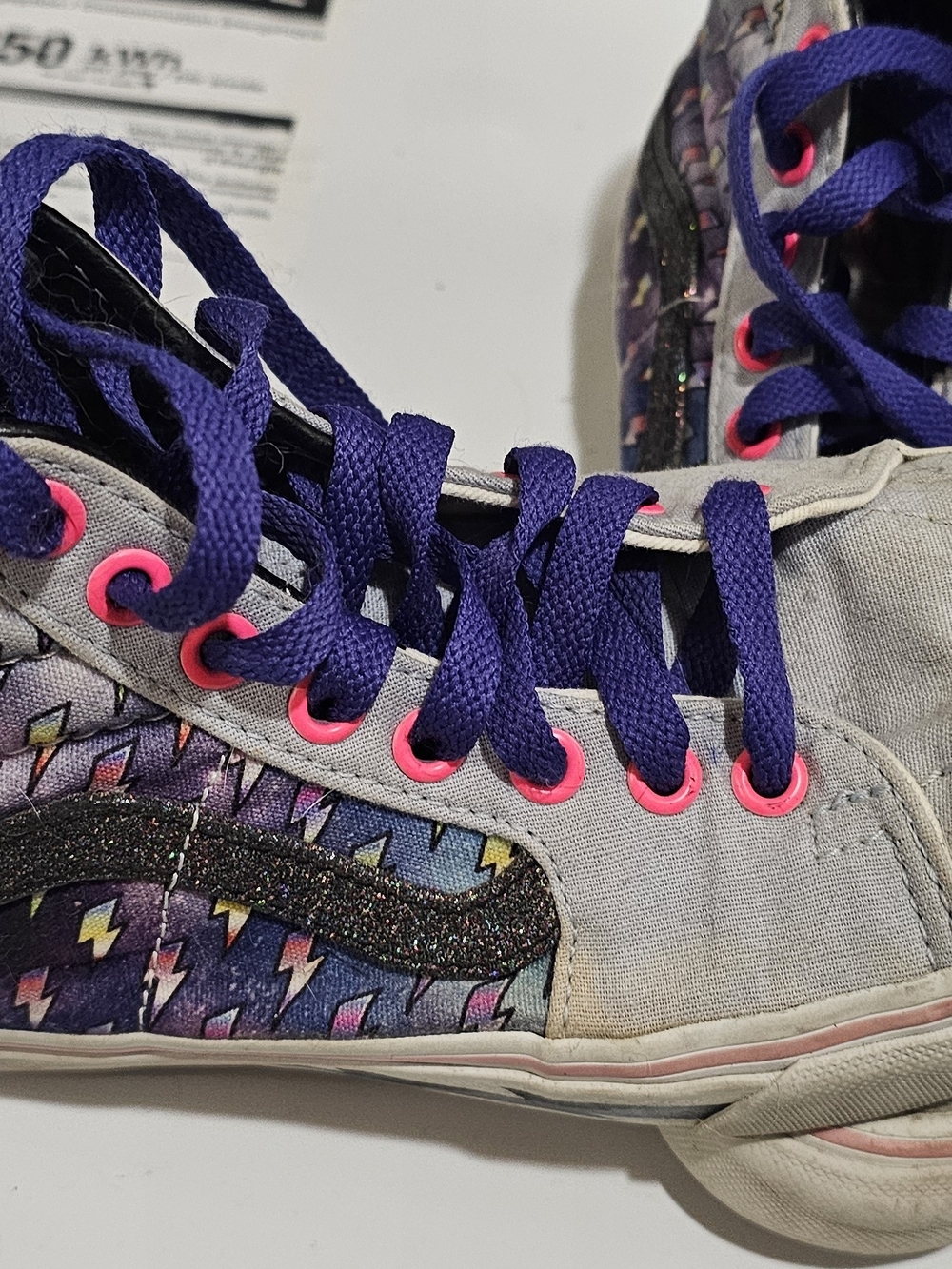 Vans Kids High-Top Sneakers in Purple, Gray and Pink